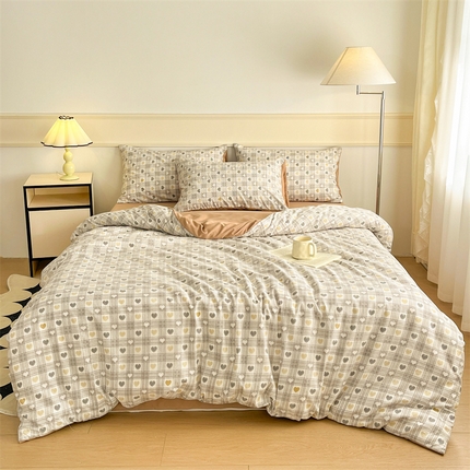 91家纺网 家纺一手货源 找家纺 （总）悦织湾家纺 2025新款A类针织双层纱小清新印花四件套学生宿舍轻奢时尚三件套床上用品四件套