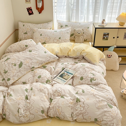 桃子家居 2025新款纯棉小清新13372卡通可爱少女系列四件套 棉-萌小兔