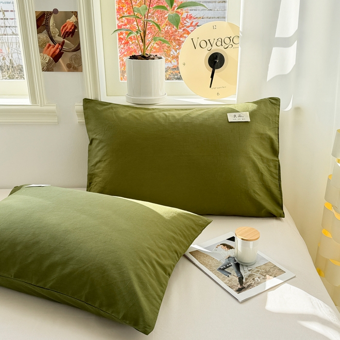 91家纺网 家纺一手货源 找家纺 眠博士 2025新款全棉40支纯色单枕套 40支枕套-军绿