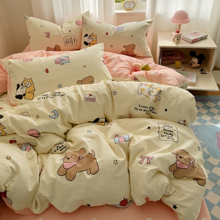 桃子家居 2025新款纯棉小清新13372卡通可爱少女系列四件套 棉-萌宠乐园