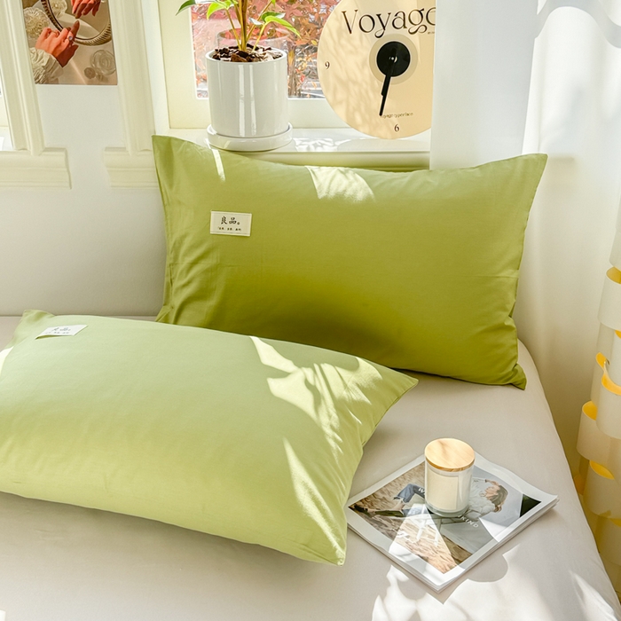 91家纺网 家纺一手货源 找家纺 眠博士 2025新款全棉40支纯色单枕套 40支枕套-浅绿