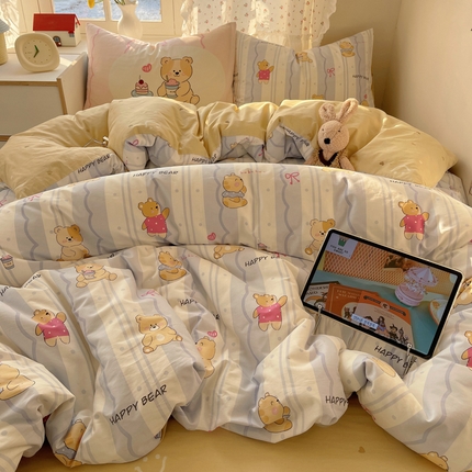 91家纺网 家纺一手货源 找家纺 （总）六巷胡同 2025新款INS卡通童趣混搭风全棉四件套第二系