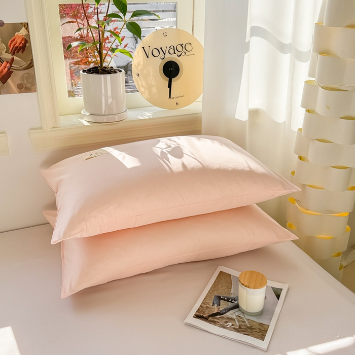 91家纺网 家纺一手货源 找家纺 眠博士 2025新款全棉40支纯色单枕套 40支枕套-浅粉