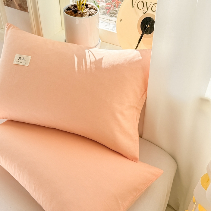 91家纺网 家纺一手货源 找家纺 眠博士 2025新款全棉40支纯色单枕套 40支枕套-橘色