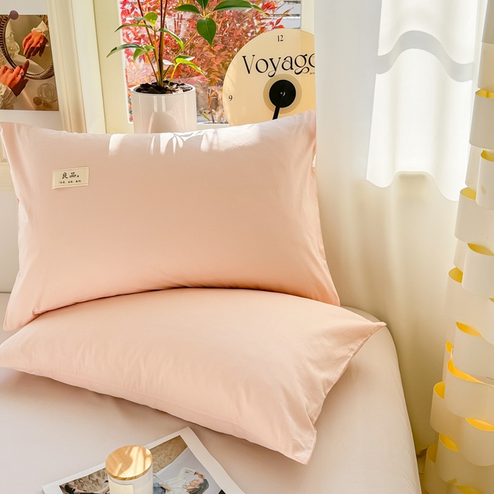 91家纺网 家纺一手货源 找家纺 眠博士 2025新款全棉40支纯色单枕套 40支枕套-浅粉