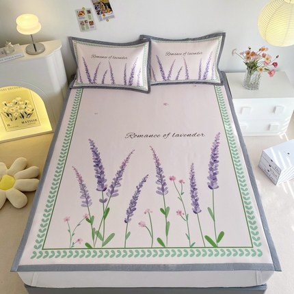 邵依  2025新款数码印花烫光冰丝席凉席子藤席 薰衣草庄园