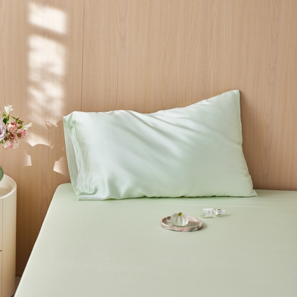 简纯主义 2025新款60s纯色天丝单品枕套系列 青青草地