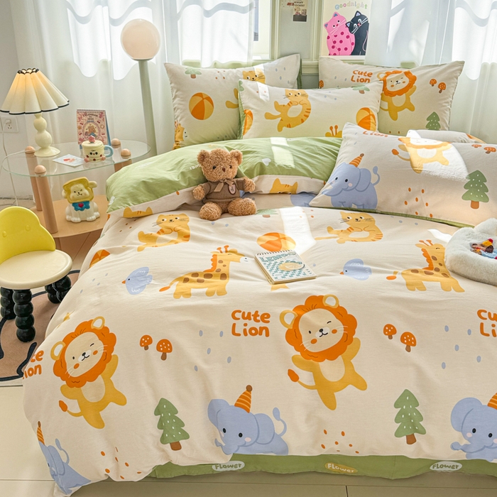 91家纺网 家纺一手货源 找家纺 简宜家居（朝初家纺） 2025新款40支13070纯棉四件套 顽皮动物