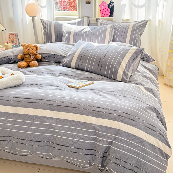 91家纺网 家纺一手货源 找家纺 简宜家居（朝初家纺） 2025新款40支13070纯棉四件套 条纹艺术