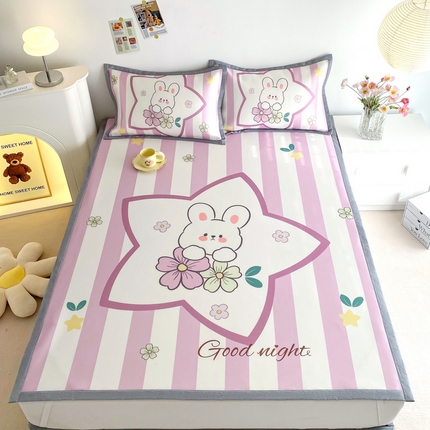 91家纺网 家纺一手货源 找家纺 （总）邵依  2025新款数码印花烫光冰丝席凉席子藤席