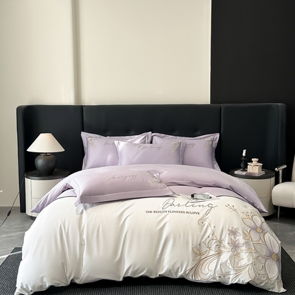 91家纺网 家纺一手货源 找家纺 （总）苏美 2025新款全棉绣花四件套-花颜恋