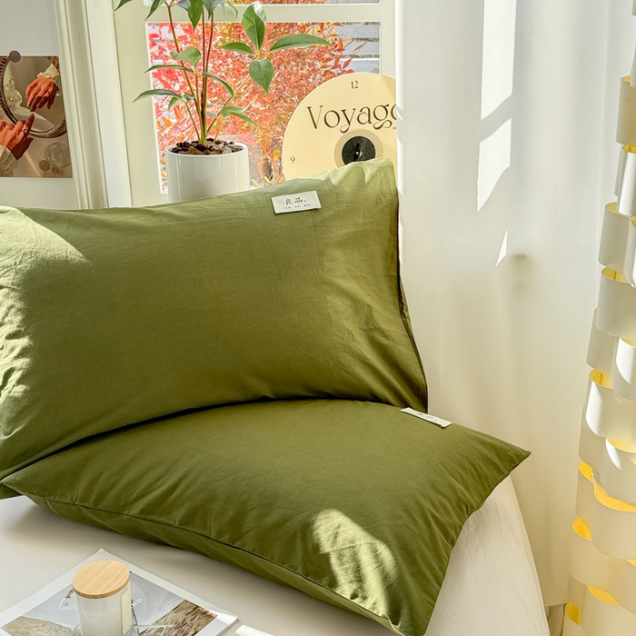91家纺网 家纺一手货源 找家纺 眠博士 2025新款全棉40支纯色单枕套 40支枕套-军绿