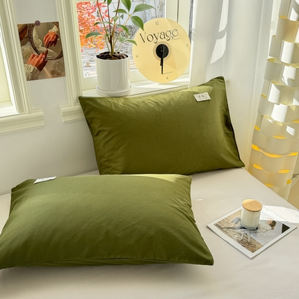 眠博士 2025新款全棉40支纯色单枕套 40支枕套-军绿