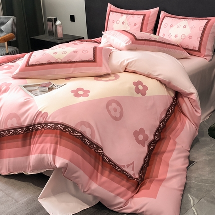 91家纺网 家纺一手货源 找家纺 （买家秀 爆款不断货）新款高克重亲肤棉+13372全棉纯棉四件套全棉纯棉三件套轻奢风四件套直播 轻奢粉色老花