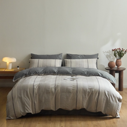 91家纺网 家纺一手货源 找家纺 （总）格里芬家纺 2025新款全棉色织水洗棉针刺纯棉四件套-瑞拉