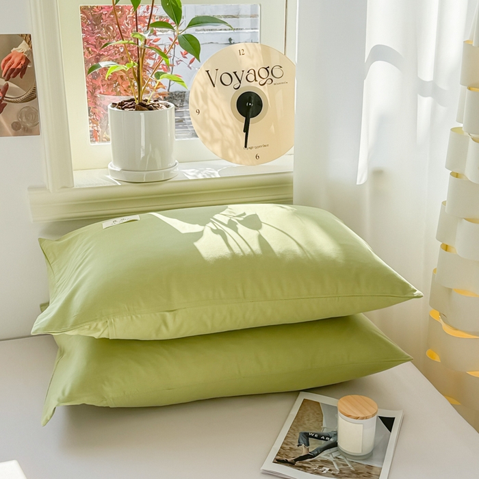 91家纺网 家纺一手货源 找家纺 眠博士 2025新款全棉40支纯色单枕套 40支枕套-浅绿