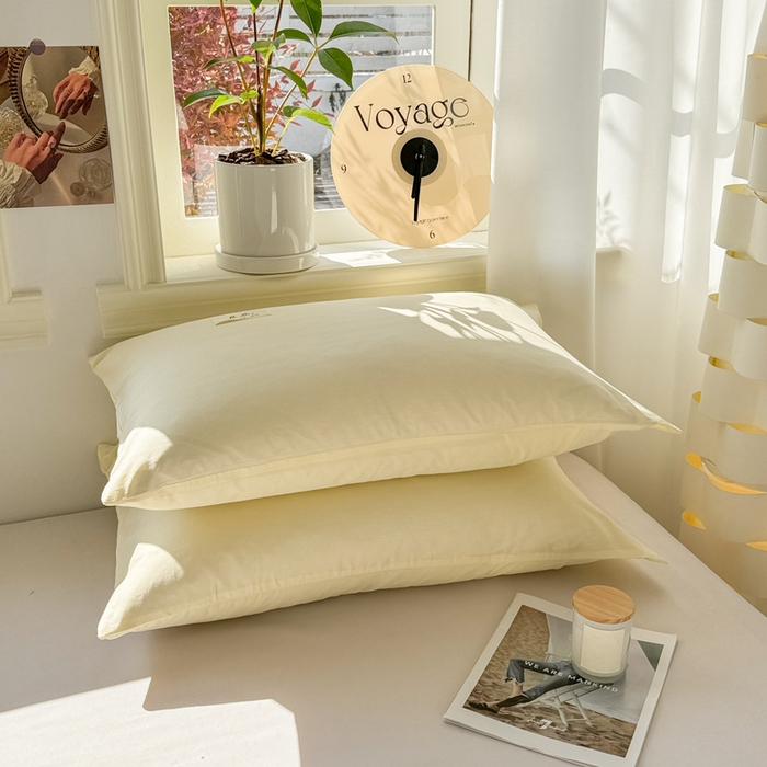 91家纺网 家纺一手货源 找家纺 眠博士 2025新款全棉40支纯色单枕套 40支枕套-浅黄