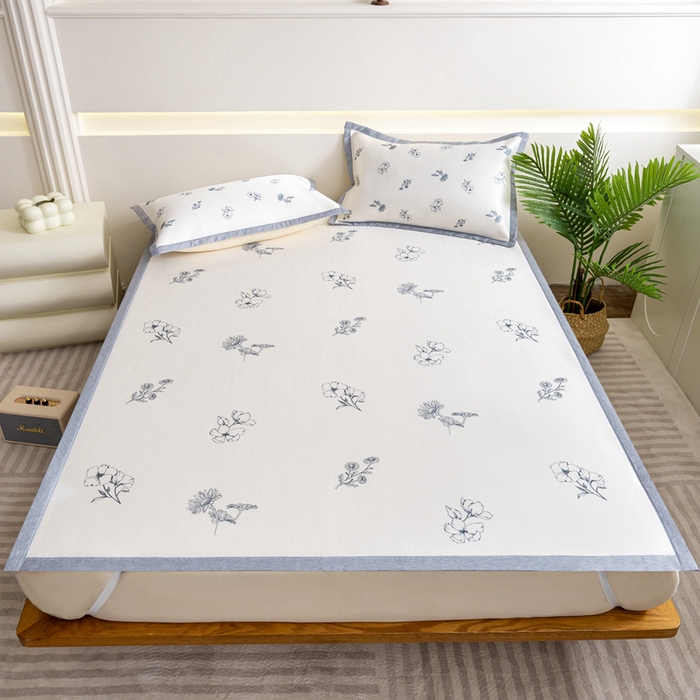 91家纺网 家纺一手货源 找家纺 邵依家纺 2025新款数码印花烫光冰丝席凉席子藤席场景二 半夏繁华