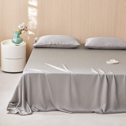 91家纺网 家纺一手货源 找家纺 简纯生活 2025新款60s纯色天丝单品床单系列 蟹壳灰
