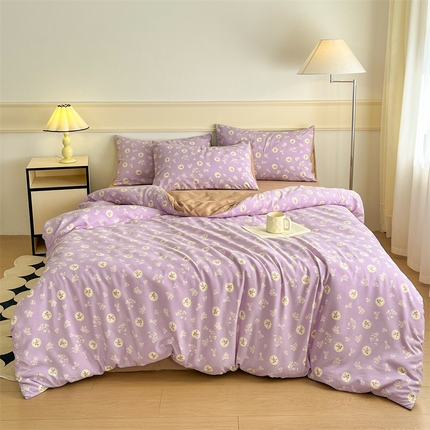 悦织湾家纺 2025新款A类针织双层纱小清新印花四件套学生宿舍轻奢时尚三件套床上用品四件套 繁花