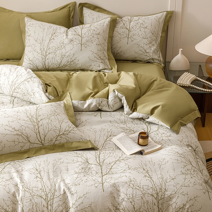 91家纺网 家纺一手货源 找家纺 （总）简宜家居（朝初家纺） 2025新款全棉宽边三层纱提花四件套