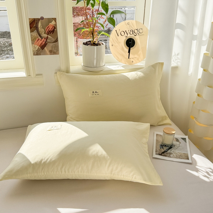 91家纺网 家纺一手货源 找家纺 眠博士 2025新款全棉40支纯色单枕套 40支枕套-浅黄