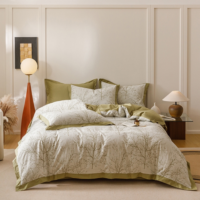 91家纺网 家纺一手货源 找家纺 （总）简宜家居（朝初家纺） 2025新款全棉宽边三层纱提花四件套