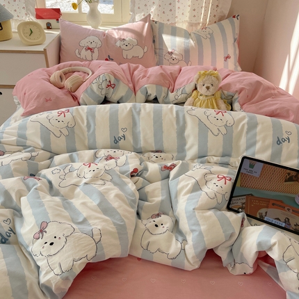 91家纺网 家纺一手货源 找家纺 （总）六巷胡同 2025新款INS卡通童趣混搭风全棉四件套第二系