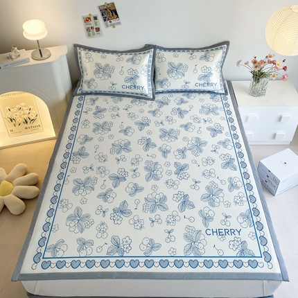 91家纺网 家纺一手货源 找家纺 （总）邵依  2025新款数码印花烫光冰丝席凉席子藤席