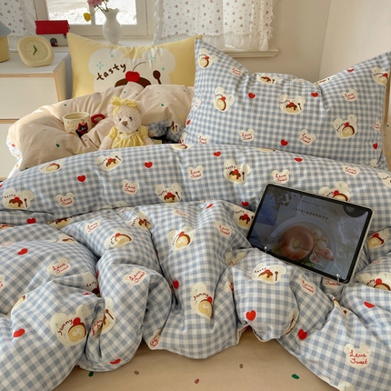 91家纺网 家纺一手货源 找家纺 （总）六巷胡同 2025新款INS卡通童趣混搭风全棉四件套第二系