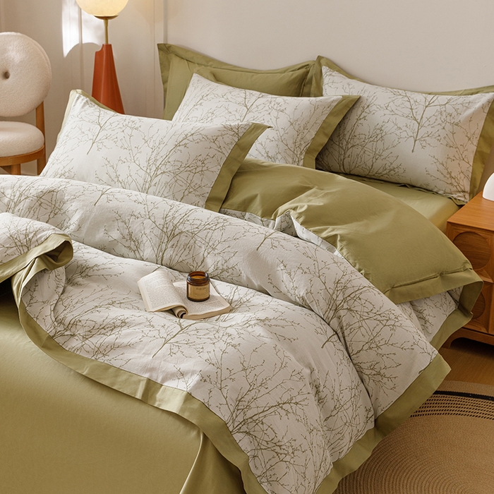 91家纺网 家纺一手货源 找家纺 （总）简宜家居（朝初家纺） 2025新款全棉宽边三层纱提花四件套