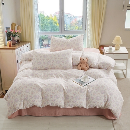 棉小二 2025新款双层纱印花系列四件套 情怀-玉