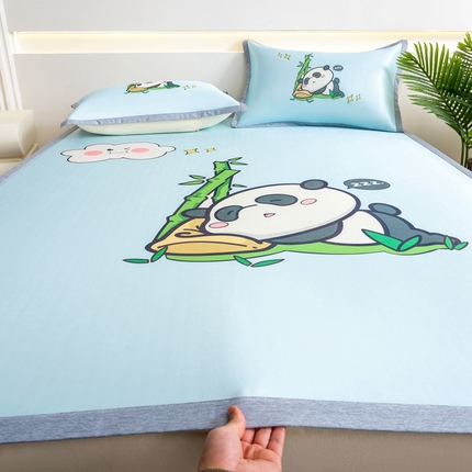 91家纺网 家纺一手货源 找家纺 （总）邵依家纺 2025新款数码印花烫光冰丝席凉席子藤席场景二