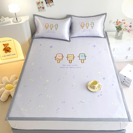 邵依  2025新款数码印花烫光冰丝席凉席子藤席 冰激凌