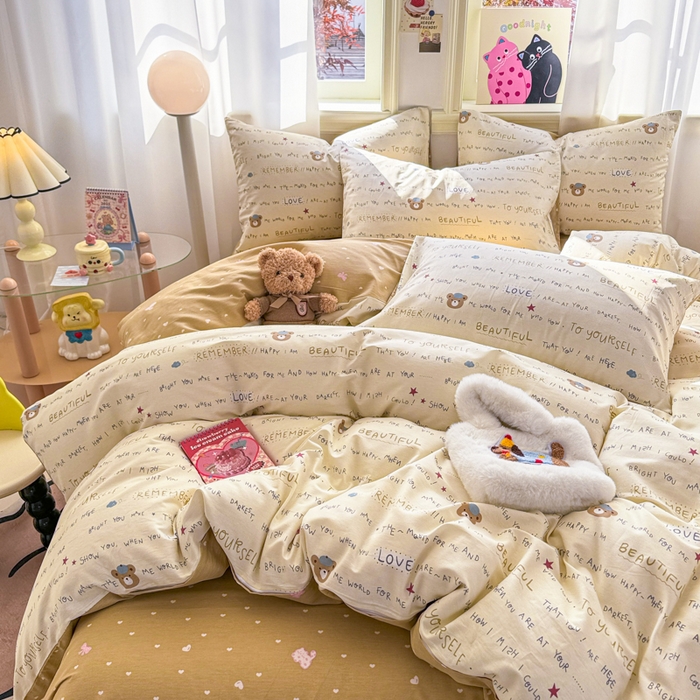 91家纺网 家纺一手货源 找家纺 简宜家居（朝初家纺） 2025新款40支13070纯棉四件套 写情书