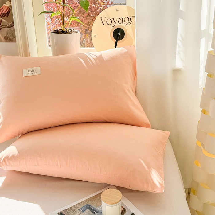 91家纺网 家纺一手货源 找家纺 眠博士 2025新款全棉40支纯色单枕套 40支枕套-橘色