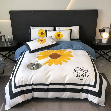 （买家秀 爆款不断货）新款高克重亲肤棉+13372全棉纯棉四件套全棉纯棉三件套轻奢风四件套直播 轻奢太阳花