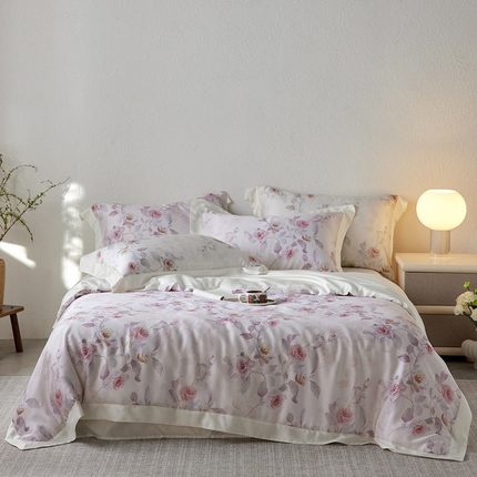 简纯主义   2025新款玉琼枝兰天丝四件套 玉琼枝兰-粉