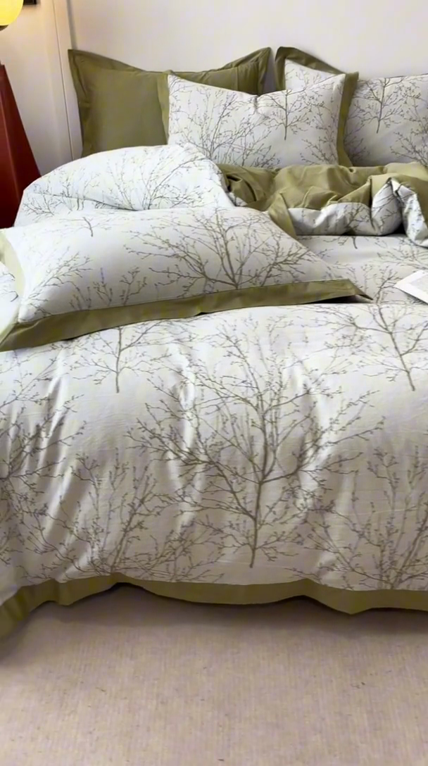 91家纺网 家纺一手货源 找家纺 （总）简宜家居（朝初家纺） 2025新款全棉宽边三层纱提花四件套