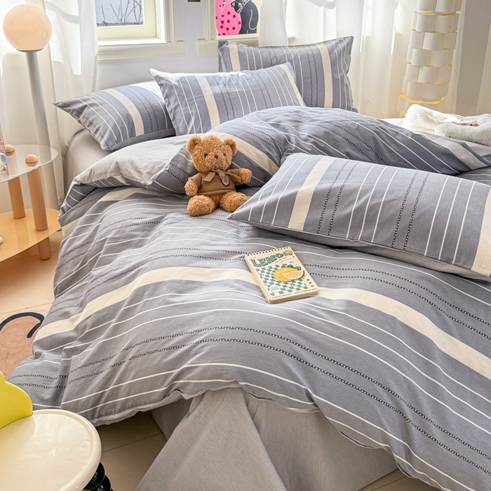 91家纺网 家纺一手货源 找家纺 简宜家居（朝初家纺） 2025新款40支13070纯棉四件套 条纹艺术