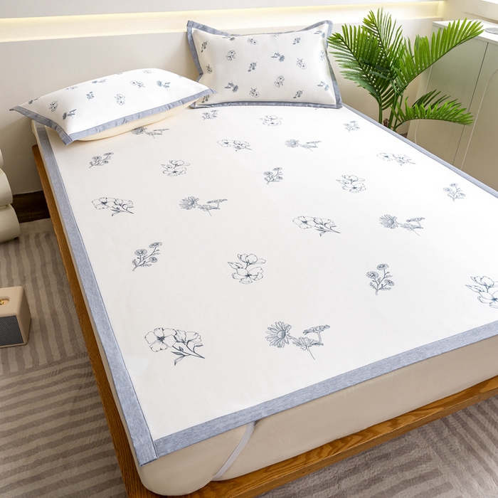 91家纺网 家纺一手货源 找家纺 邵依家纺 2025新款数码印花烫光冰丝席凉席子藤席场景二 半夏繁华