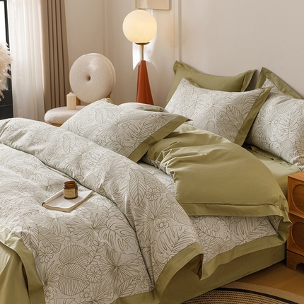 91家纺网 家纺一手货源 找家纺 （总）简宜家居（朝初家纺） 2025新款全棉宽边三层纱提花四件套