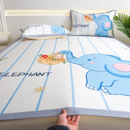 91家纺网 家纺一手货源 找家纺 （总）邵依家纺 2025新款数码印花烫光冰丝席凉席子藤席场景二