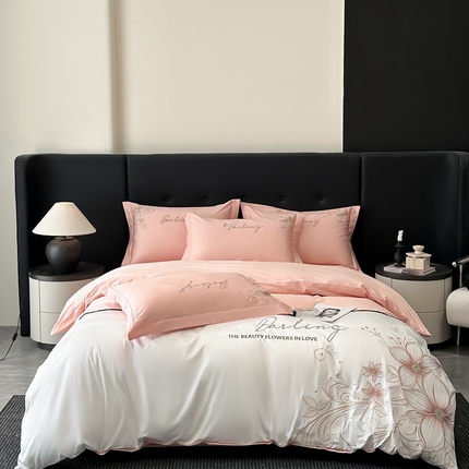 91家纺网 家纺一手货源 找家纺 （总）苏美 2025新款全棉绣花四件套-花颜恋