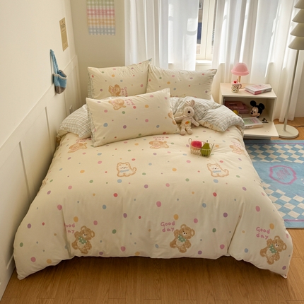桃子家居 2025新款纯棉小清新13372卡通可爱少女系列四件套 棉-彩色日记
