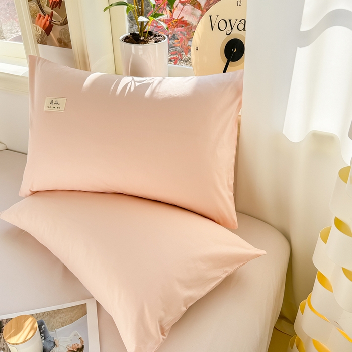 91家纺网 家纺一手货源 找家纺 眠博士 2025新款全棉40支纯色单枕套 40支枕套-浅粉