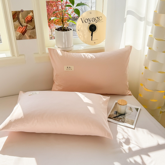 91家纺网 家纺一手货源 找家纺 眠博士 2025新款全棉40支纯色单枕套 40支枕套-浅粉