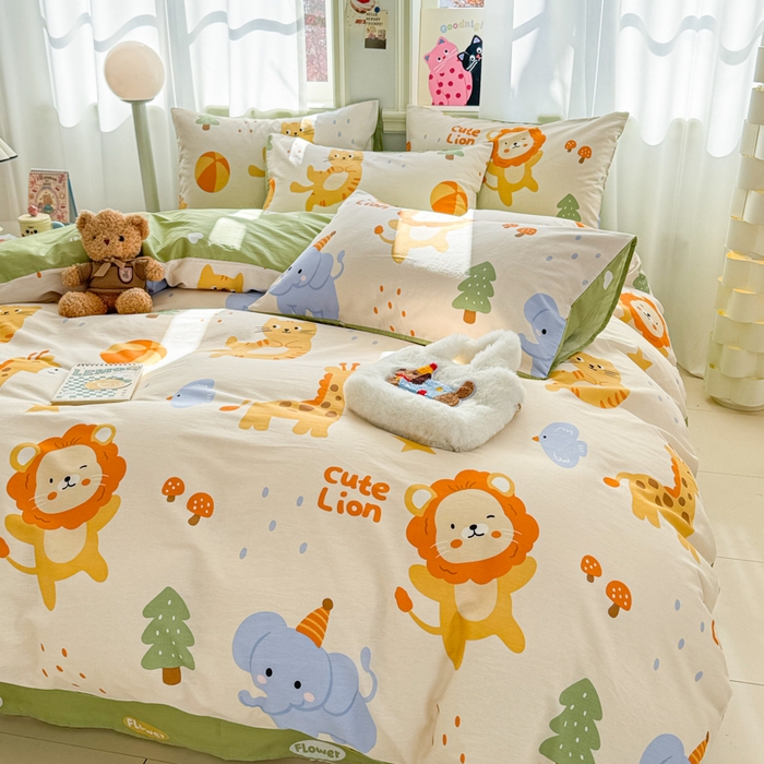 91家纺网 家纺一手货源 找家纺 简宜家居（朝初家纺） 2025新款40支13070纯棉四件套 顽皮动物