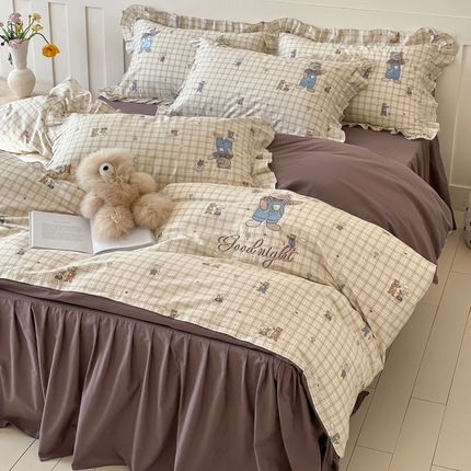 91家纺网 家纺一手货源 找家纺 （总）卡巴伦家纺 2025新款床裙款卡通刺绣款四件套【全网控价(折后券后)不低于标准218元】