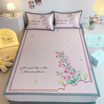 91家纺网 家纺一手货源 找家纺 （总）邵依  2025新款数码印花烫光冰丝席凉席子藤席